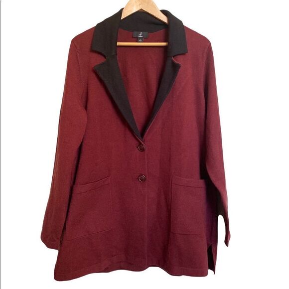 J. JASON WU Double Knit Jacket Maroon Size Large - Picture 4 of 8